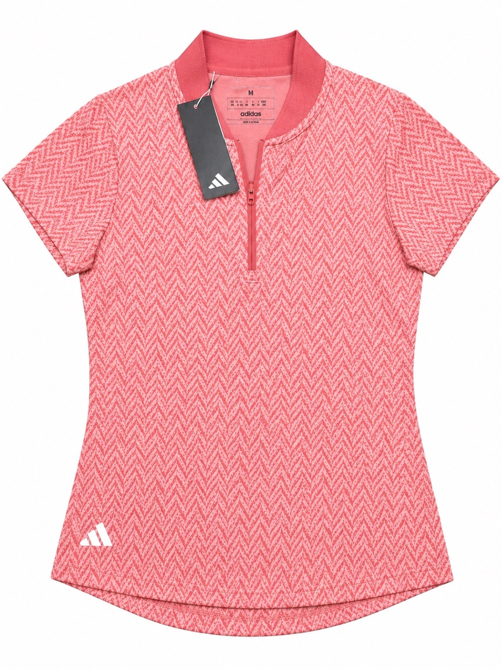 adidas Pink Short-Sleeve Half-Zip Polo Top